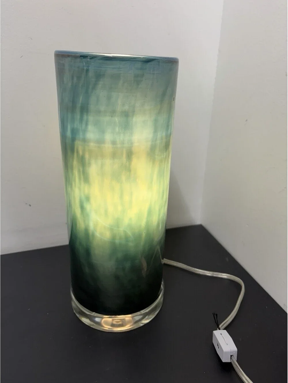 Teal & Bronze Art Glass Uplight Accent Lamp 5” x 13” (NEW)